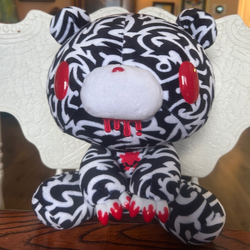 Gloomy bear plush taito 560 plushie tribal black white with blood big 11in 30cm